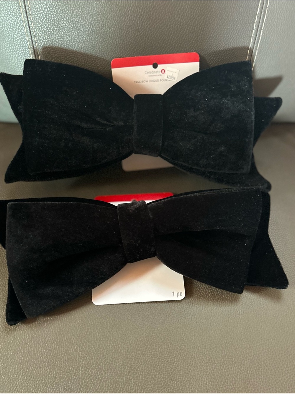 Celebrate It Black Velvet tree bows- Set of 2